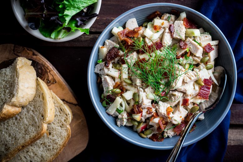 Allergy friendly apple bacon fennel chicken salad