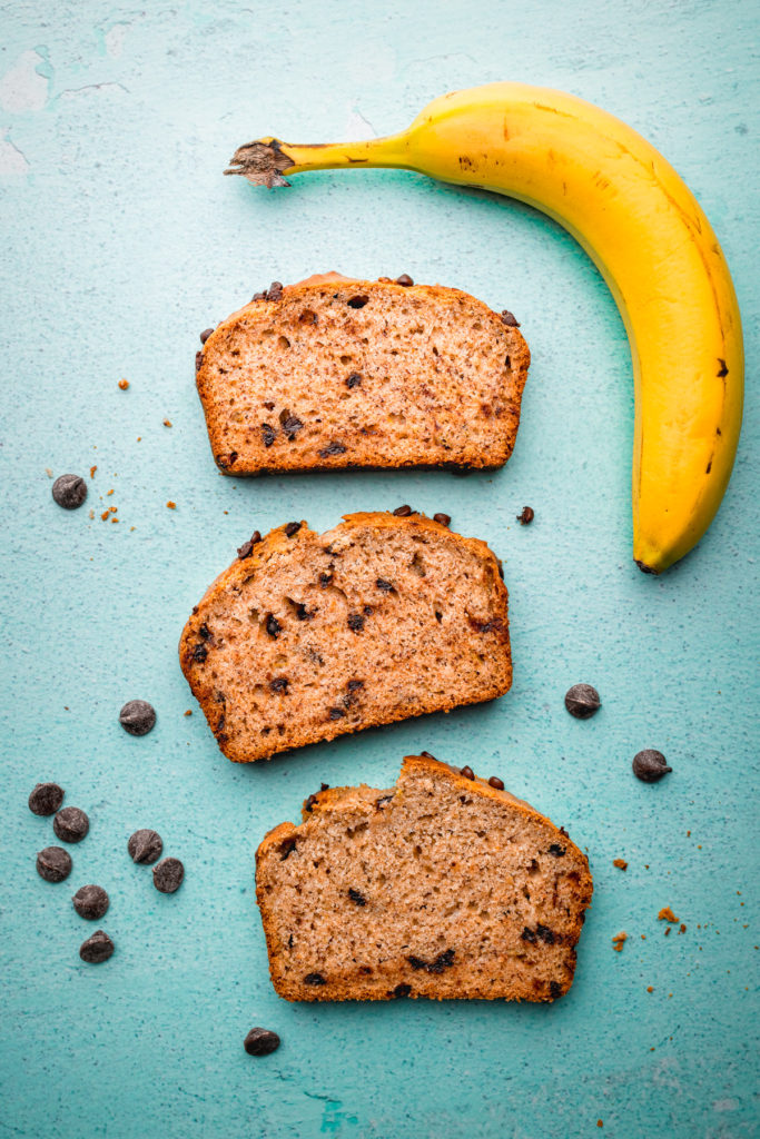 Vegan Banana Bread Slices with Chocolate Chips