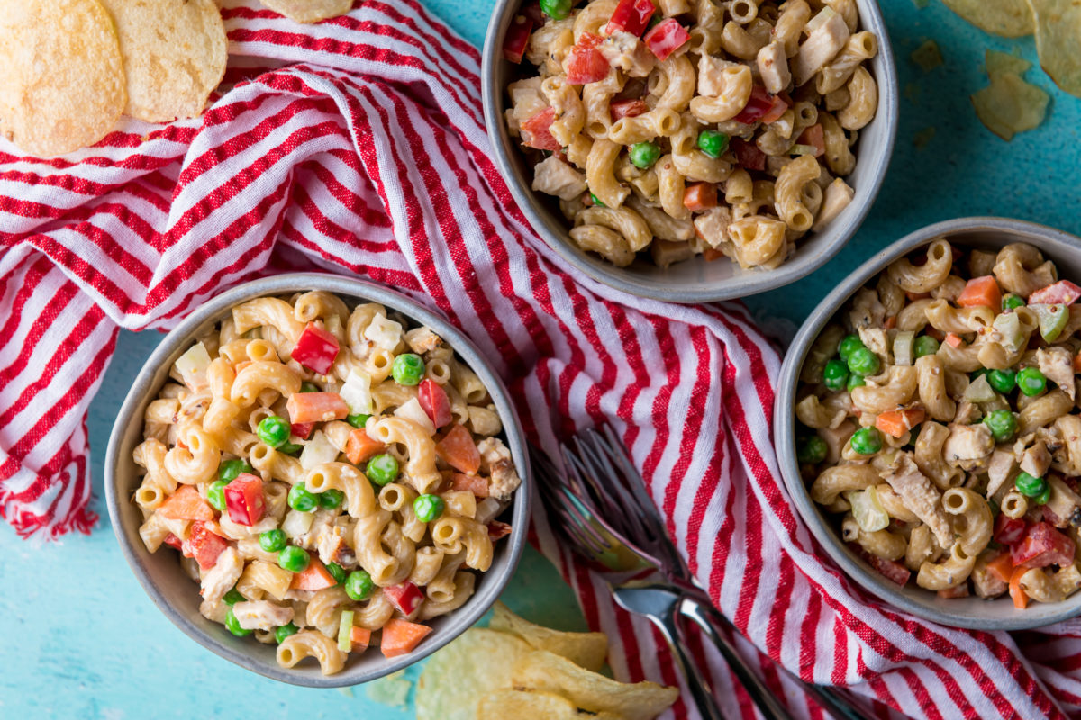 Honey Mustard Pasta Salad with Potato Chips