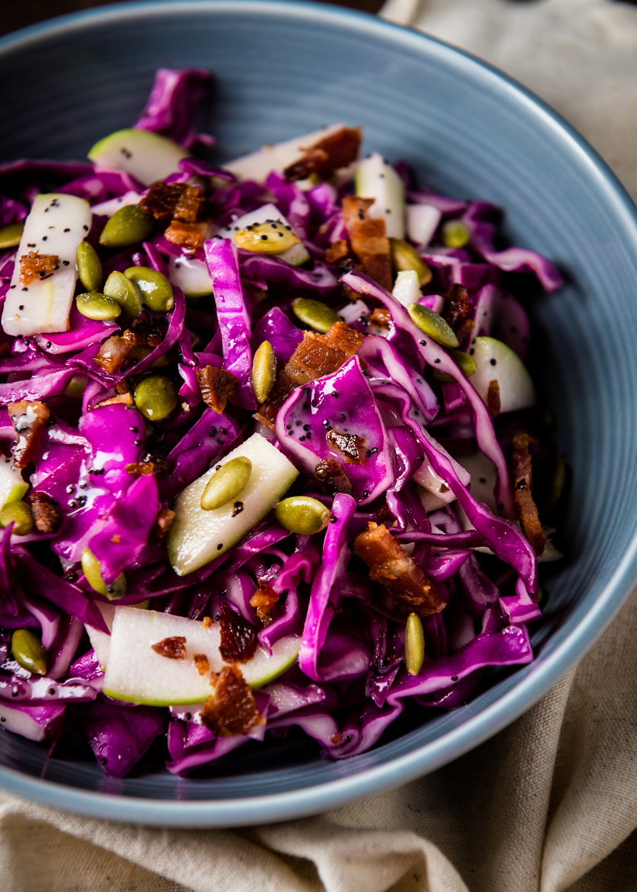 Red Cabbage Slaw with Vegan Poppy Seed Dressing