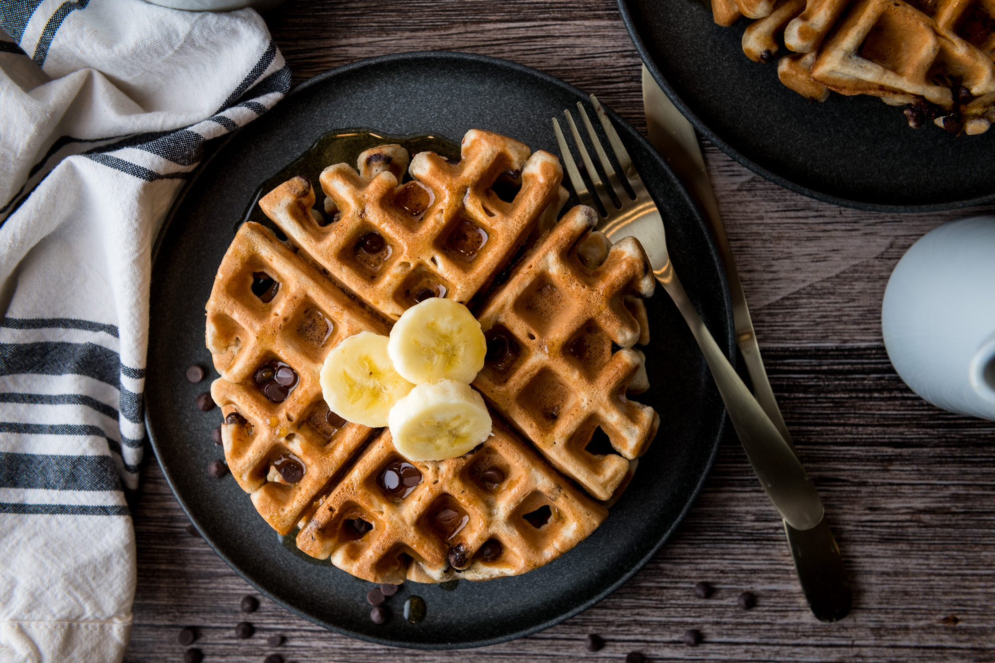 Dairy and Gluten Free Banana Chocolate Chip Waffles - Coffee Table Eats