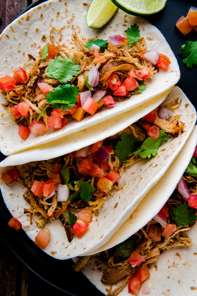 Slow Cooker Chicken Carnitas Tacos