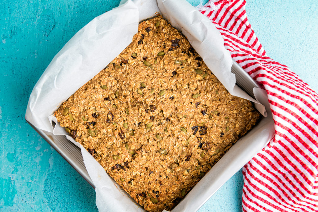 Baked Pan of Dairy Free Oatmeal Bars